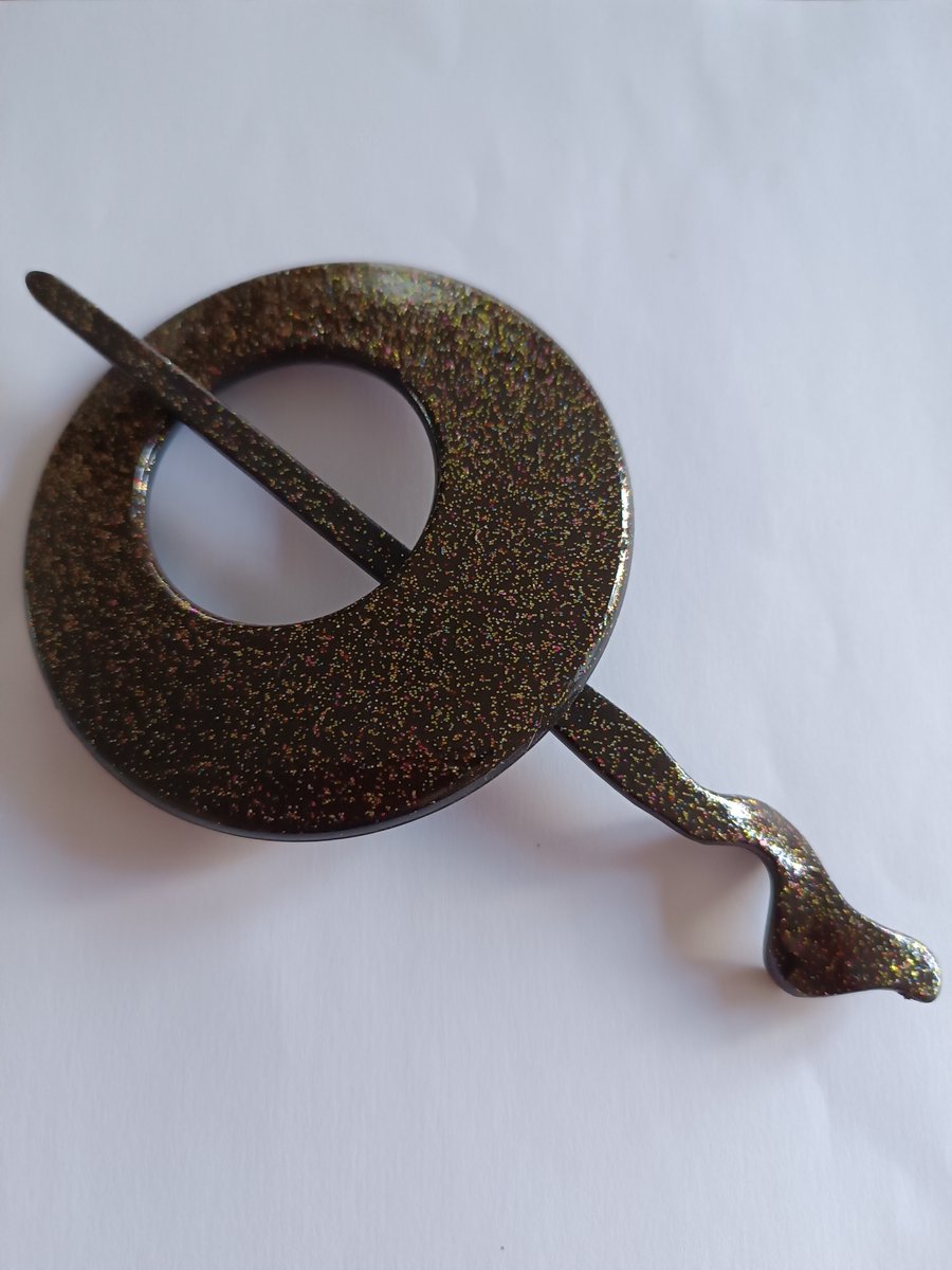 Vestsluiting 85mm zwart mix glitter