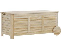 Opbergbox met Deksel - Tuinkussenbox met Wielen - Kussenbox 185L - Tuinbox 110x50x50cm - Weersbestendig - Voor Buiten in de Tuin - Lichtbruin