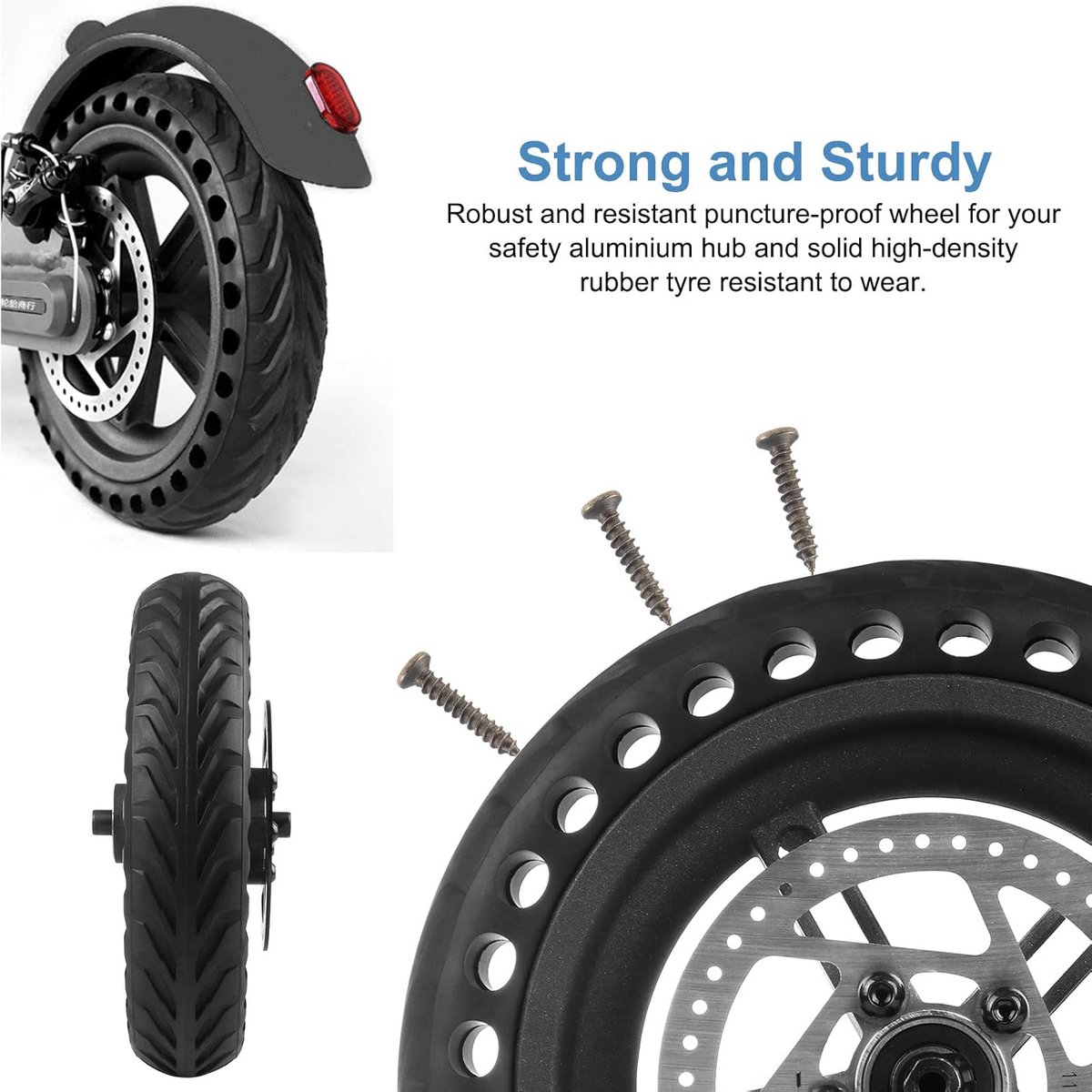 Massieve M365 Band met Naaf en Remschijf voor Elektrische - afbeelding 2