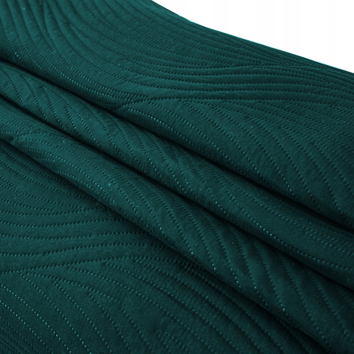 Cotton World Bedsprei 200x220 cm - Zeegroen Golvend Patroon