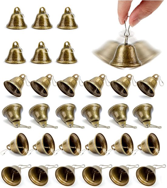 Cloche de Noël - Cloches Vintage en bronze 38 mm - Cloches pour Hobby créatifs - Cloches décoratives pour Noël - Cloche de couronne de Noël - Pour décoration intérieure, carillons éoliens, mariages, cloches de Noël, dressage de chiens