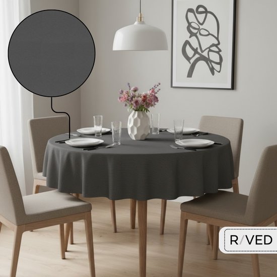 Nappe Ronde Raved Grijs Foncé - 160ø cm - Polyester - Lavable