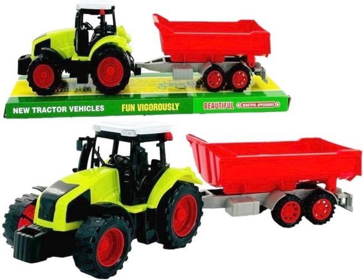 Merk-Pol Tractor met Aanhanger - Speelgoed Boerderij Voertuig