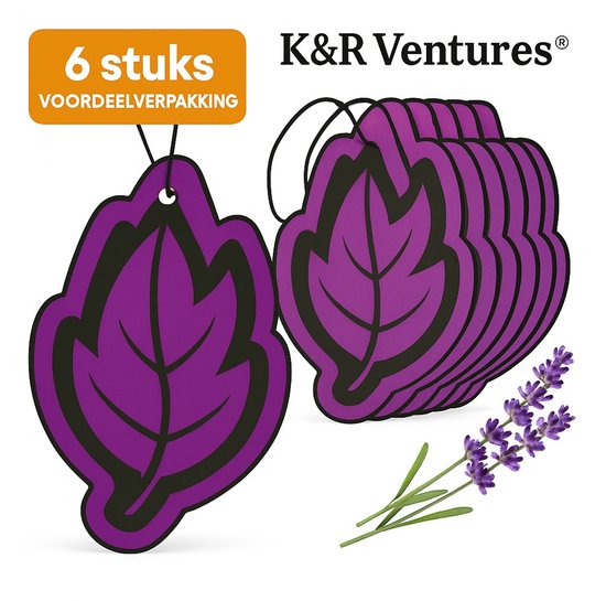 K&R Ventures® Auto Luchtverfrisser – 6 Stuks – Lavendel – Geurboom Set – Geurverfrisser Auto – Langdurige Frisse Geur – Geurblad Voordeelverpakking – Tegen Onaangename Geurtjes