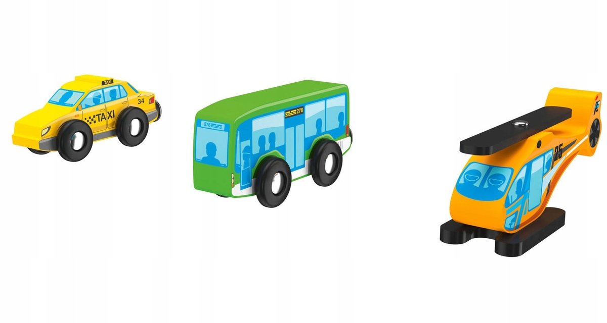 Speelse Houten Transportvoertuigen Set - 3 Stuks (2+ Jaar)