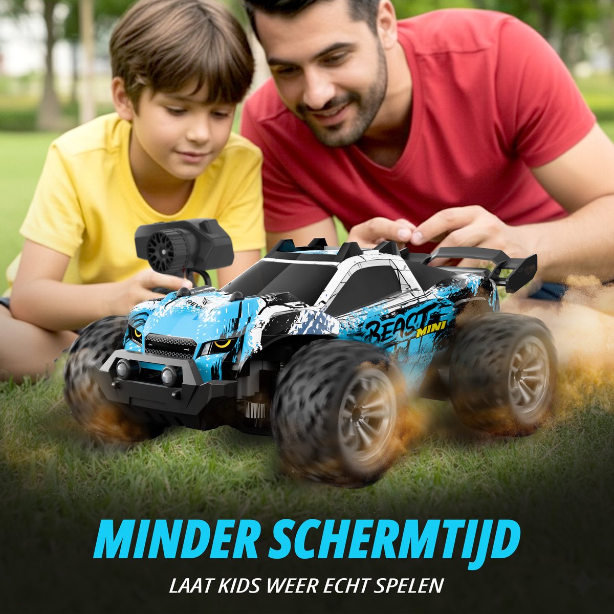 Revvix Bestuurbare Auto - RC Auto - Afstandsbestuurbare auto - Radiografisch bestuurbare auto - Race auto afstandbestuurbaar - Auto afstandsbediening - RC Drift Car - Offroad Monstertruck - 2 Accu's - 20 km/u - Buiten - voor Jongens & Volwassenen — afbeelding 9