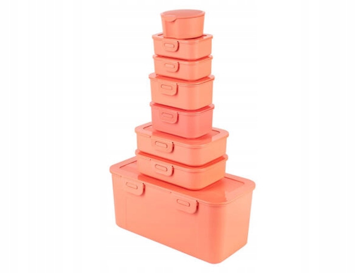 Set van 8 voedselbewaarcontainers met klikdeksel - stapelbaar