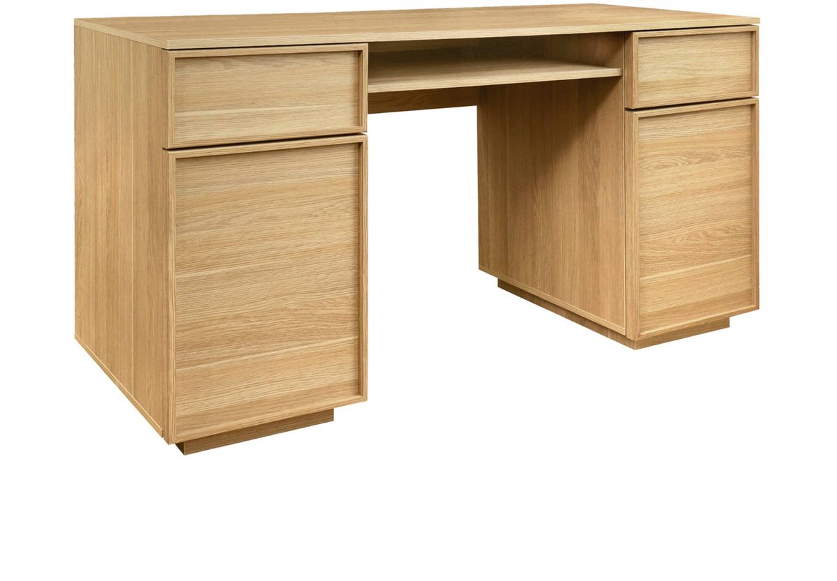 sweeek Bureau houtdecor bureau 2 deuren 2 laden 1 nis l 140 x b 55 x h 77cm - kuba Naturel