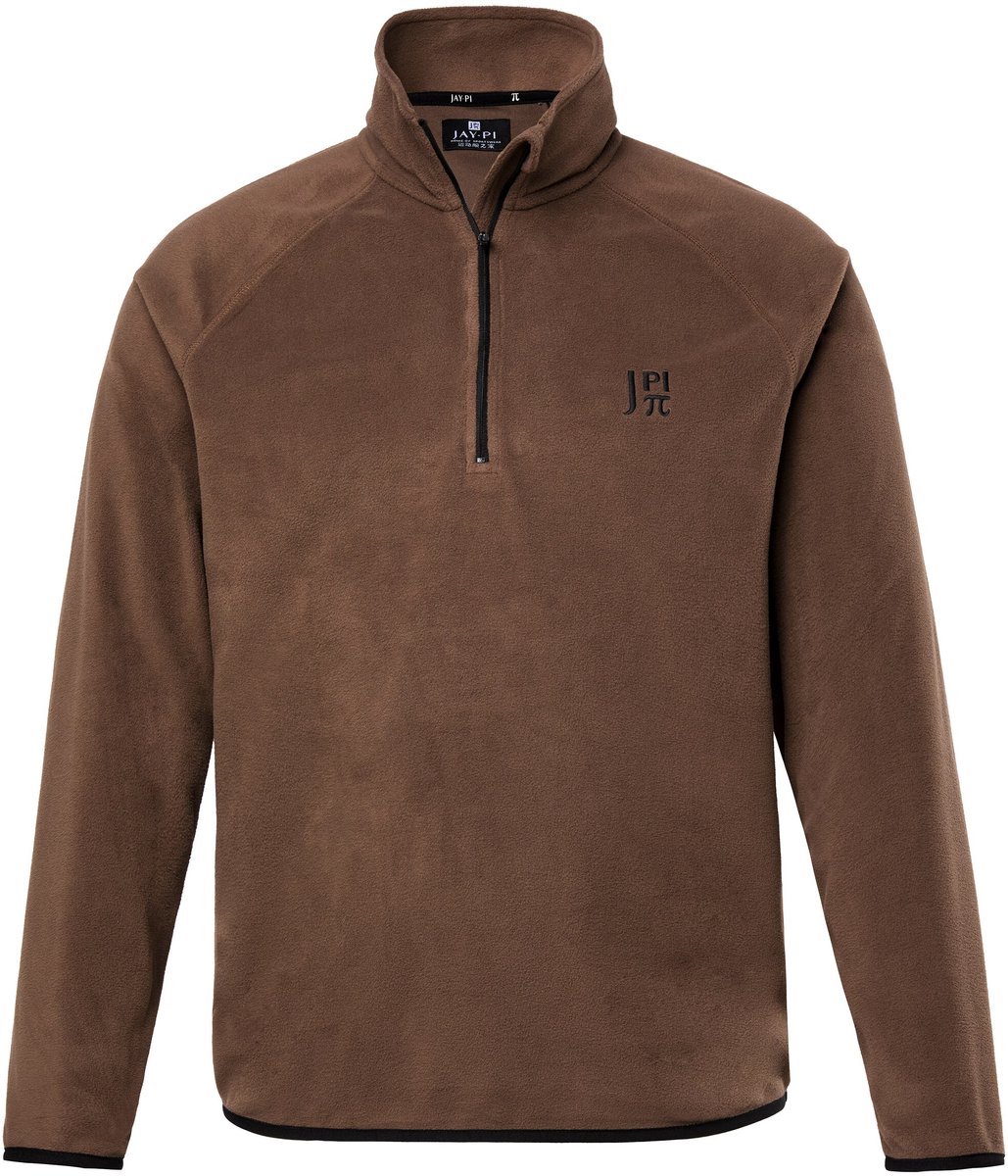 JAY-PI - Heren - Fleece trui met troyerkraag outdoor level 1 ultralichte fleece - Koffiebruin - Maat L