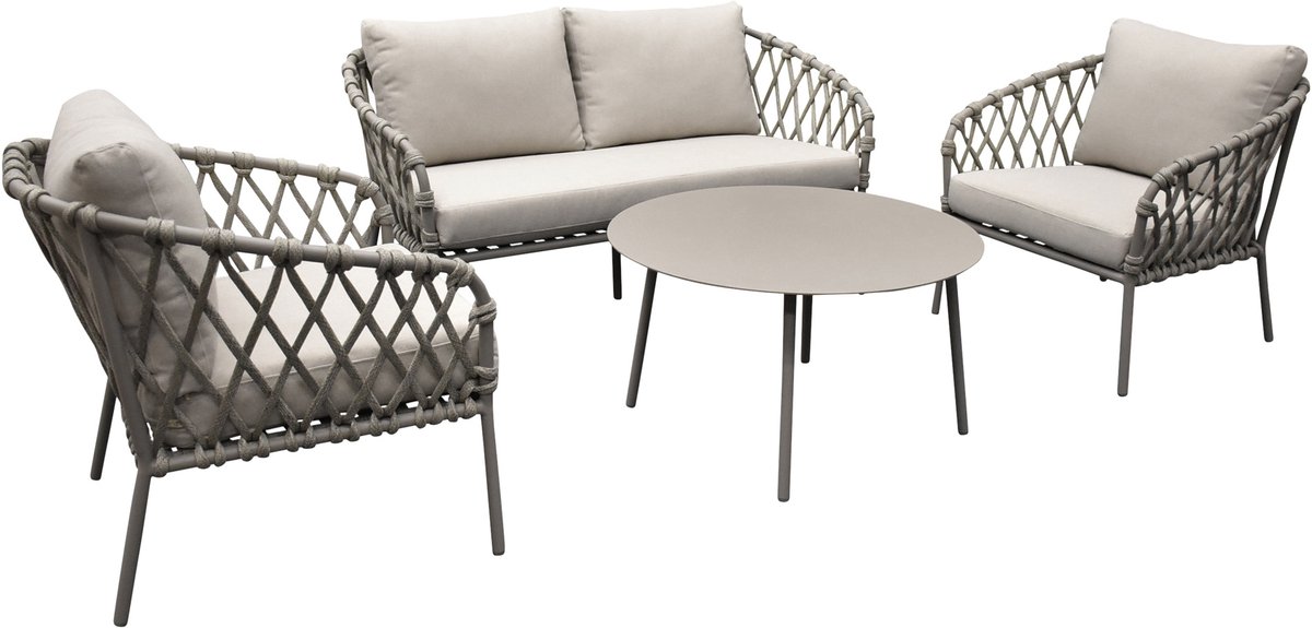 AVH-Collectie Monte Rosa stoel bank loungeset 4 delig bruin zand Bruin / Terre