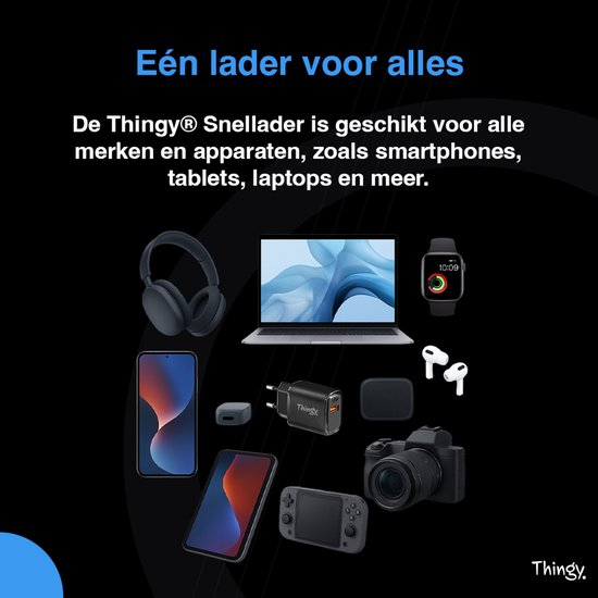 Chargeur rapide Thingy® 35 W - Chargeur rapide USB-A et USB-C - Câble USB-C Premium de 2 m inclus - Chargeur iPhone - Adaptateur USB C - Chargeur Samsung - Chargeur pour iPhone et Samsung