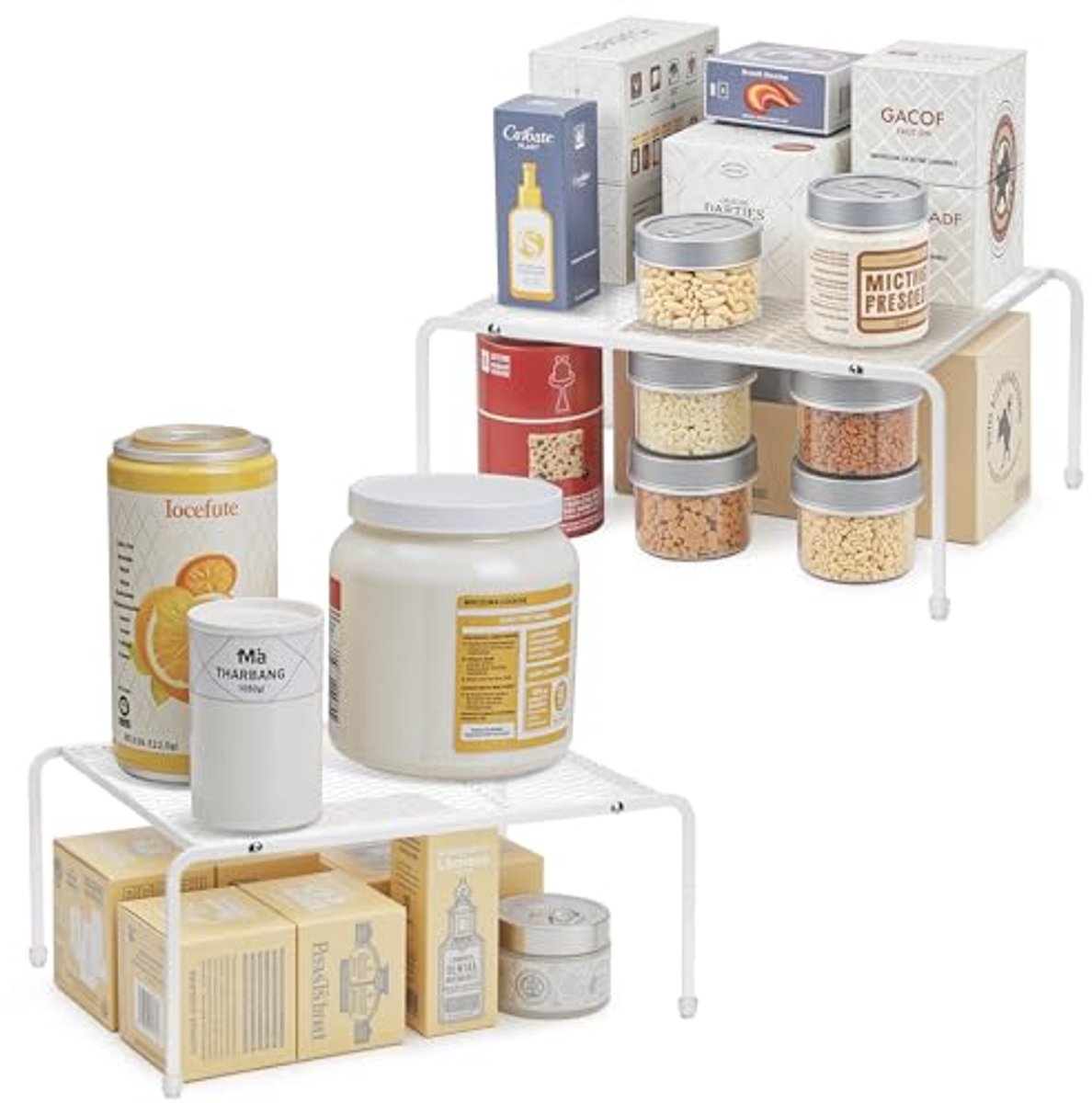 Metalen Draad Opslag Plank Insert Rack Set van 2 voor Keuken en Kasten