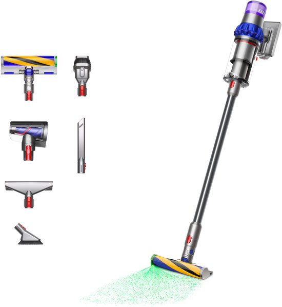 Dyson V15 Detect Fluffy - Steelstofzuiger - Nikkel/Blauw - 230 Air Watts - Hepa - Zachte vloerborstel