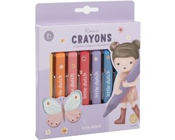 Crayons de cire Little Dutch Rosa & Friends - 8 crayons de cire épais et triangulaires - faciles à tenir et qui ne roulent pas - speelgoed créatifs pour les enfants de 2 ans et plus