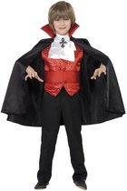 Smiffys Dracula kostuum - zwart/rood - 4 delig - carnaval - halloween - verkleedkleding - kinderen 146/152