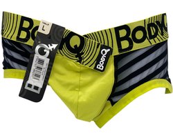 BodyQ Sexy Heren Boxershort – Geel met Net Zwart – Erotische Herenlingerie – Maat S