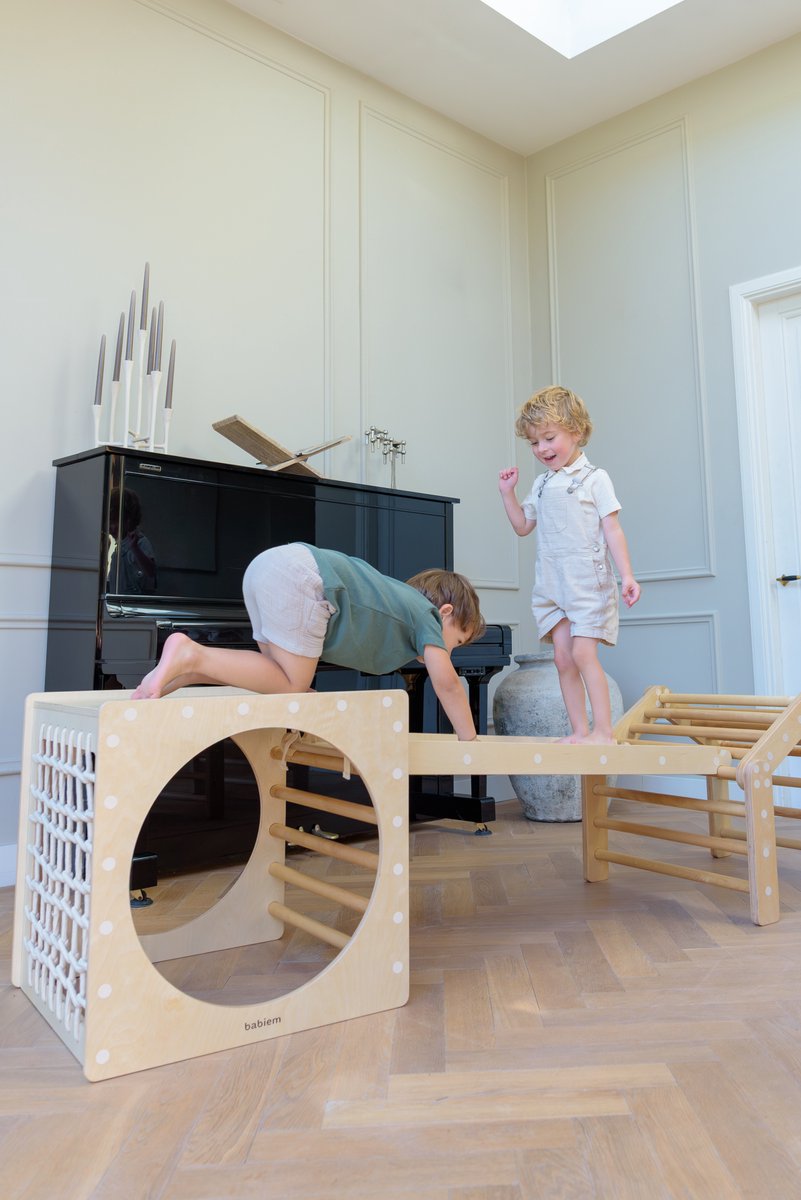 Babiem® Ben - Klimrek - met Mini-Huisje Doek - Houten Speelgoed - Klimrek Kinderen - Bevordert Fysieke Ontwikkeling - Vanaf 3 Jaar - Montessori Speelgoed - FSC — afbeelding 8