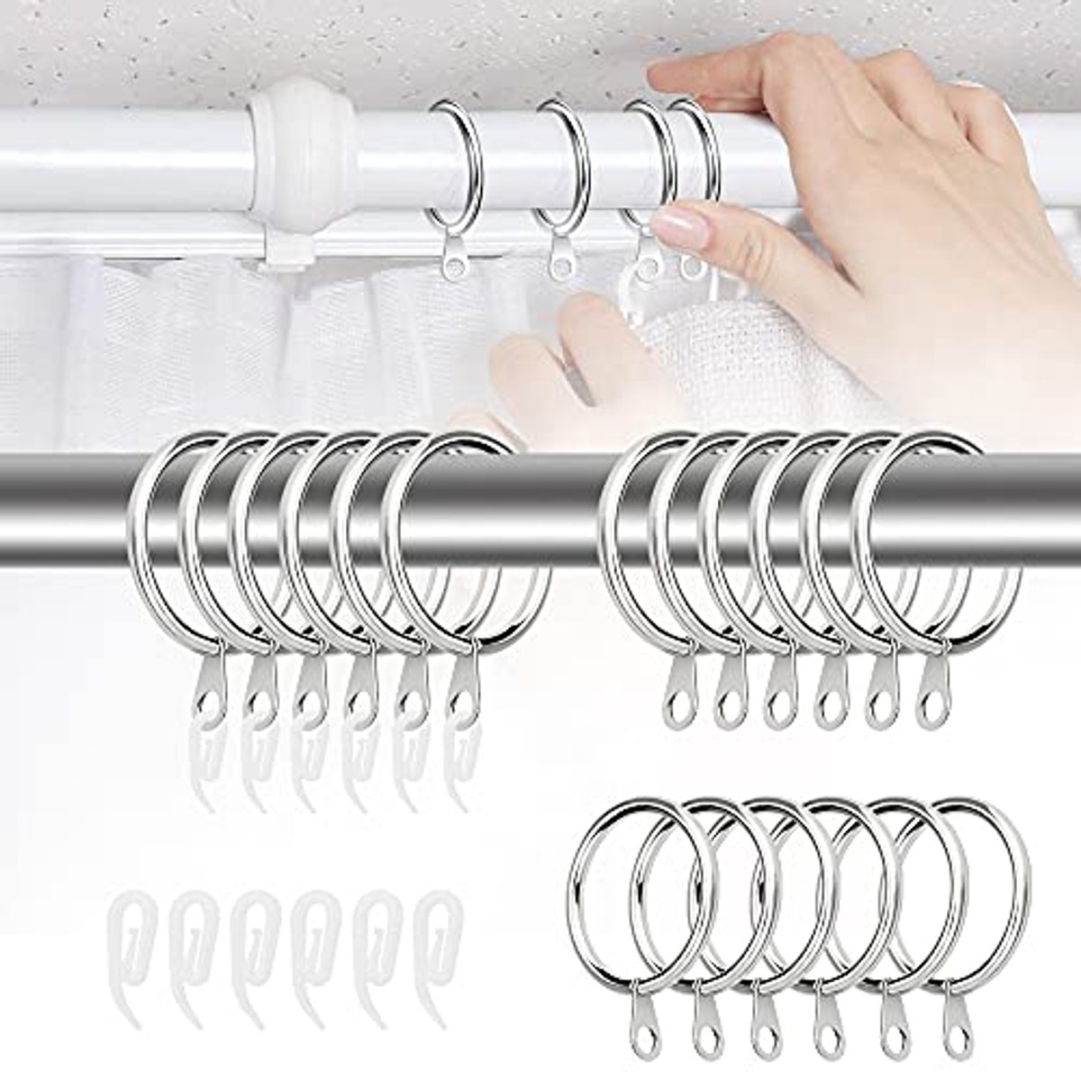 Metalen Gordijnringen en Haken 30 mm - 40 Stuks voor Gordijninstallatie