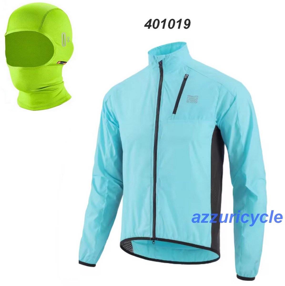 Racefiets windjack XXXL licht blauw + gratis wintermuts