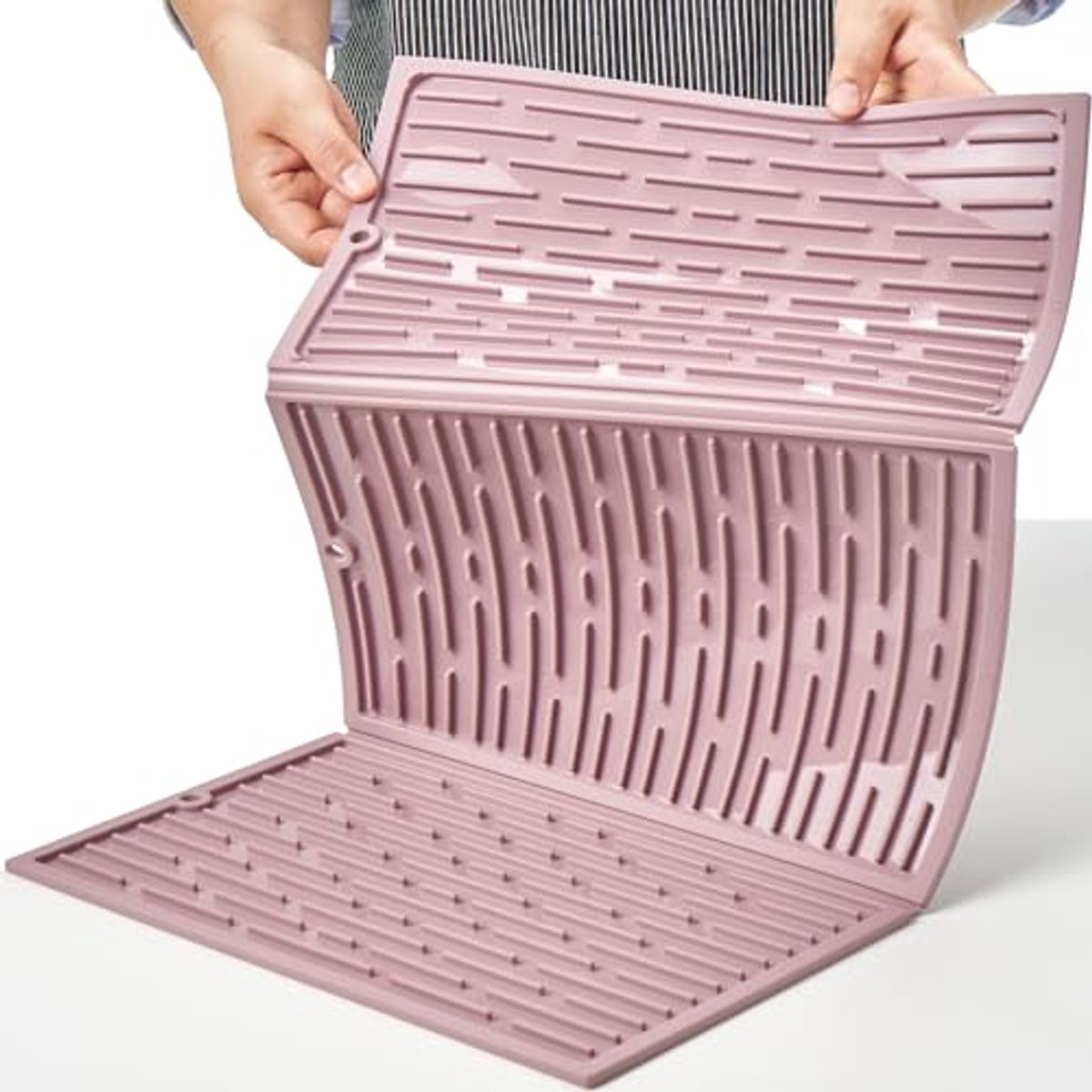 Opvouwbare 61 cm Extra Brede Afdruiprek voor Keuken I Hittebestendige Siliconen Antislip Mat