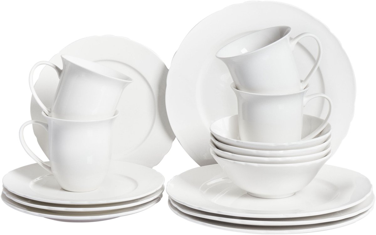 BELIANI ELDERBERRY - Servies set van 16 - Wit - Porselein