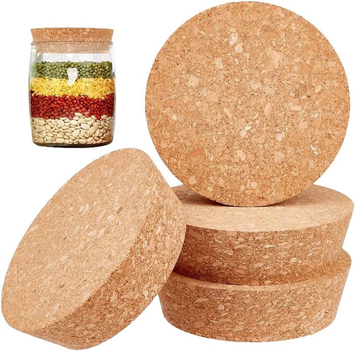 Premium - Grote kurkstoppers voor wijnfles en keuken (4 stuks, 9,4 ~ 11 cm)