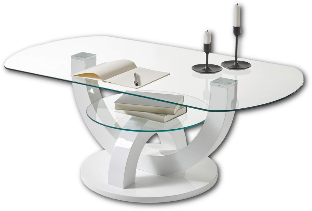 Azomor® Moderne glazen salontafel met U-vormig frame voor stijlvolle woonkamer