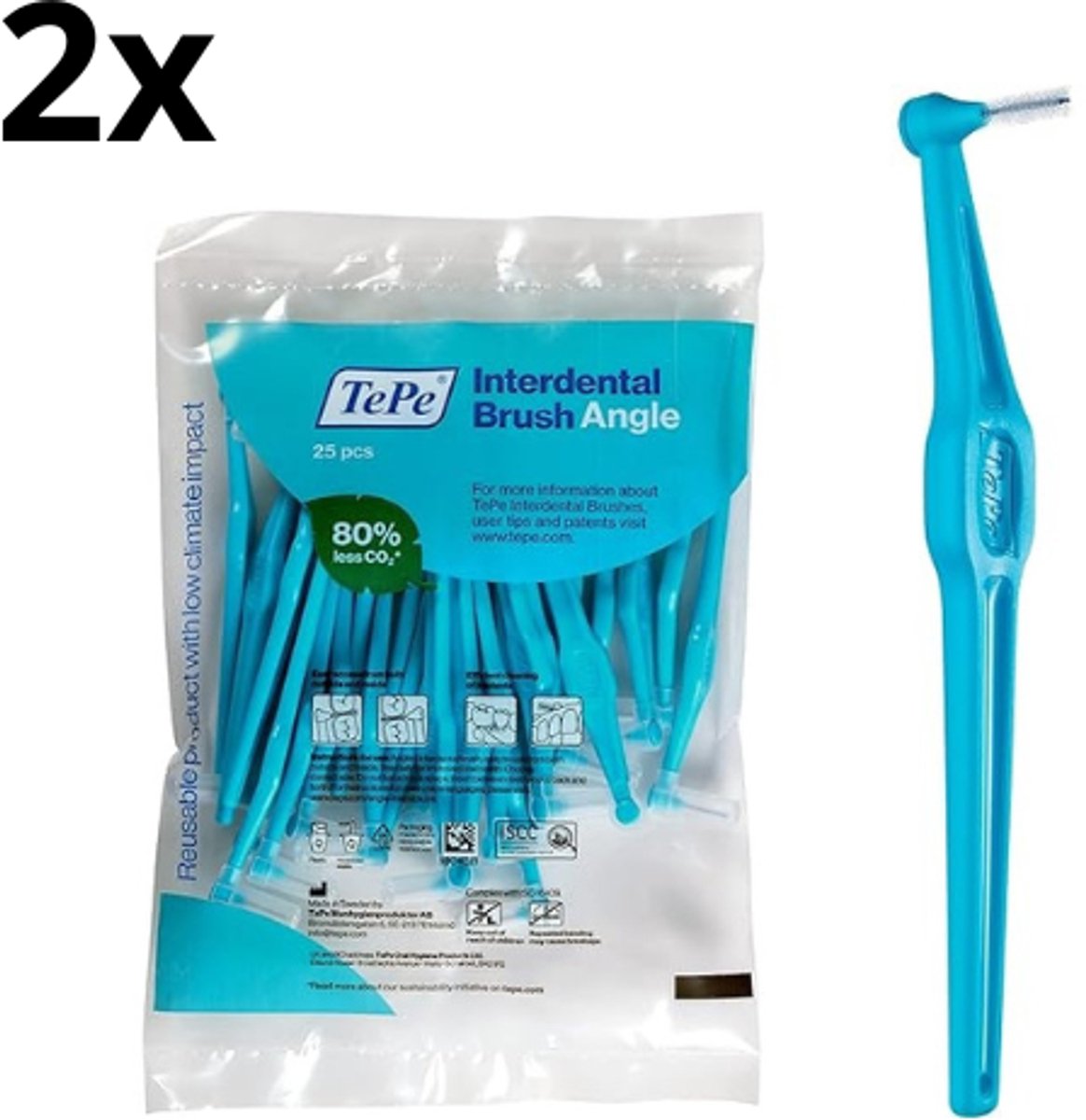 TePe Angle Blauw - 2 x 25 stuks - Voordeelverpakking