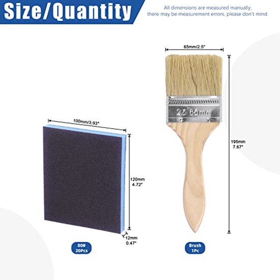 Glarks 21 Stks 80 Grit Schuurspons Kit Inclusief 20 Stks 120 x 100 x 12mm Herbruikbare en Wasbare Schuurblokken met 1 Pc Penseel voor Hout, Metaal, Verf en Gipsplaten Glarks 21 Stks 80 Grit Schuurspons Kit Inclusief 20 Stks 120 x 100 x 12mm Herbruikbare en Wasbare Schuurblokken met 1 Pc Penseel voor Hout, Metaal, Verf en Gipsplaten