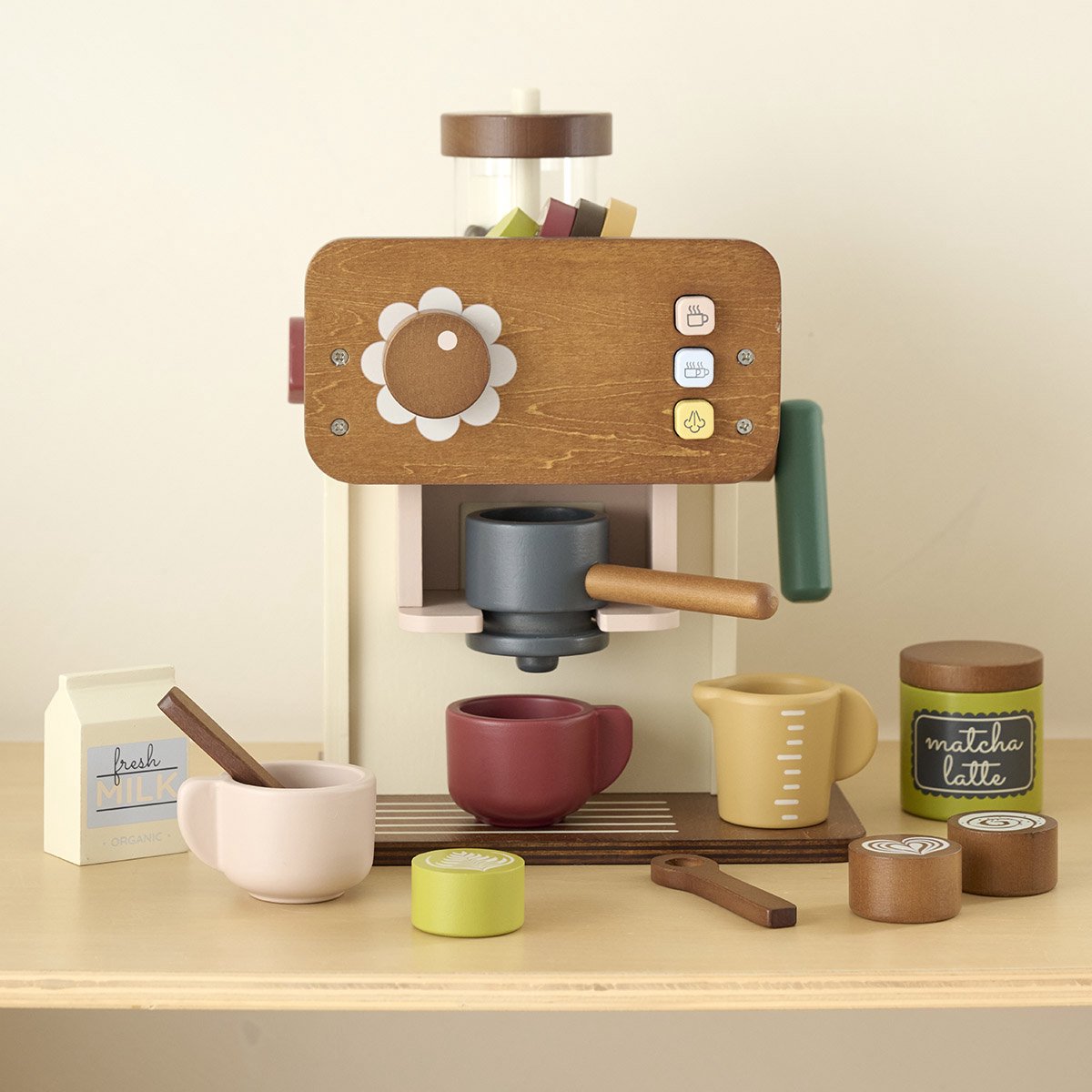 Petite Amélie Houten koffiemachine - 17 delig - Noyer