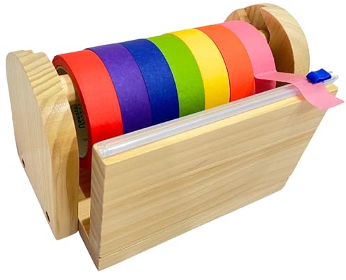 Houten Tape Dispenser voor Kinderen - Multi Roll Tape Dispenser met Sliding Cutter