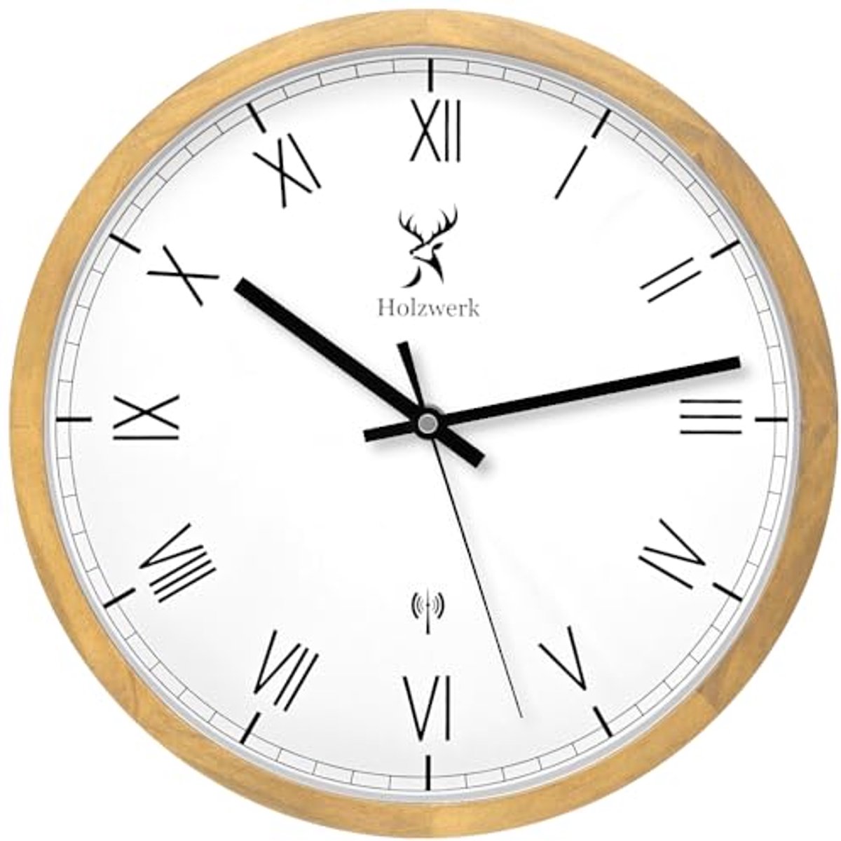 Natuurlijke Houten Wandklok - Vintage Radio Uurwerk met Stille Beweging en Romaanse Cijfers