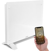 VONROC Luxe elektrische kachel - Convectorkachel met glazen paneel – 750W/1500W - Verwarmt ruimtes tot 18m2 - Bediening zowel met app (via Wifi) als handmatig – Instelbare thermostaat en timer - Wit