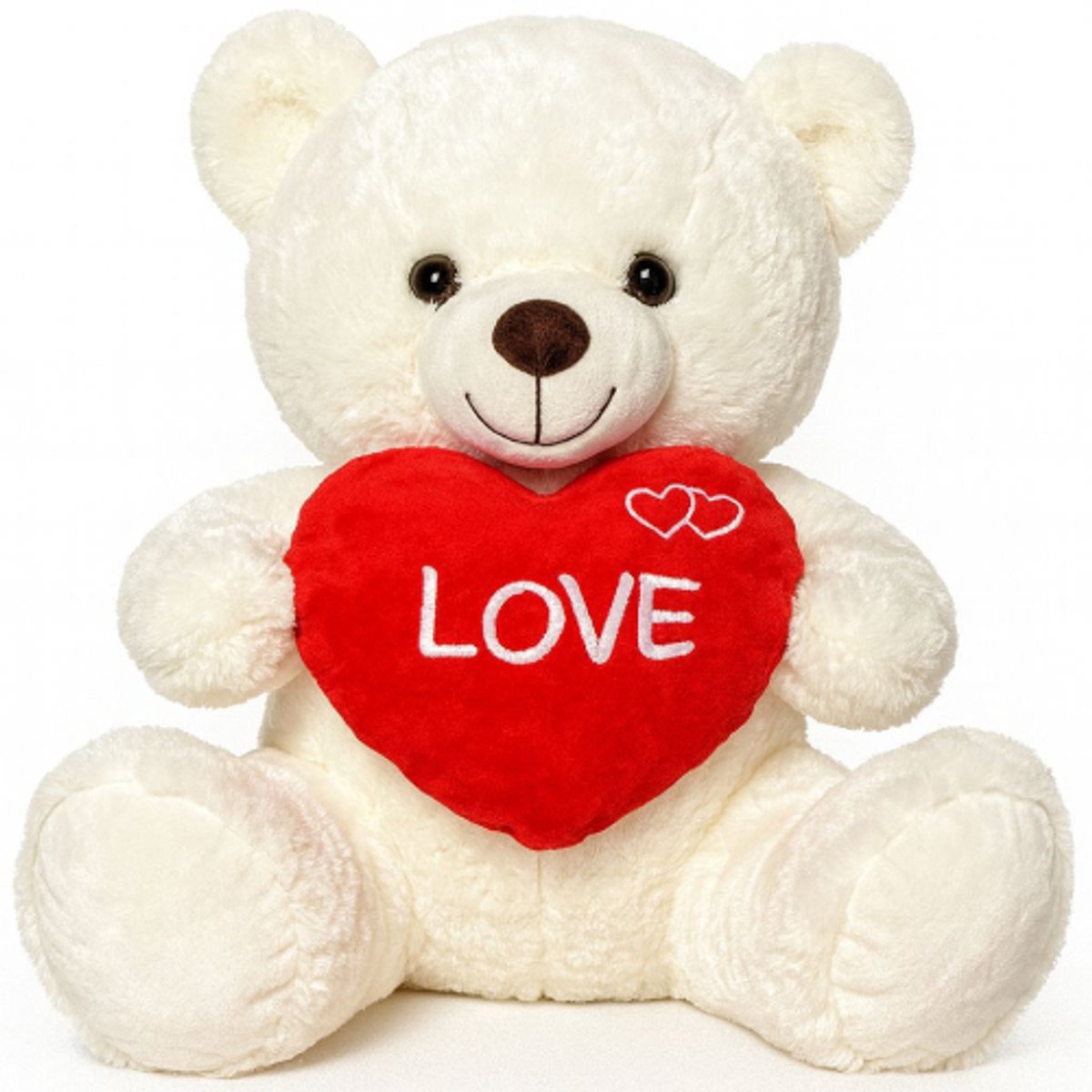 Teddybeer (Wit) Bobby met Hart Pluche Knuffel 25 cm - Speelgoed Knuffels voor Kinderen Jongens Meisjes - Valentijnsdag Liefde Love - Teddybeer Knuffelbeer