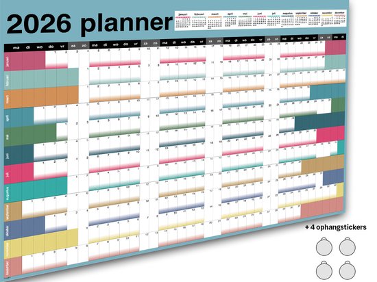 Jaarplanner 2026 - 118x84cm (A0) - 135gms gesatineerd posterpapier