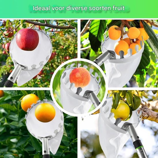EXCITAT Fruitplukker - met telescopische handgreep - 2,4 m - met roestvrijstalen telescopische steel - Fruitplukker - kersenplukker - Geschikt voor peren, mandarijnen, sinaasappels — afbeelding 4