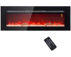 Sfeerhaard Elektrisch met Wandmontage - Haard met Verwarming - Realistisch LED-vlameffect - 1800 W…