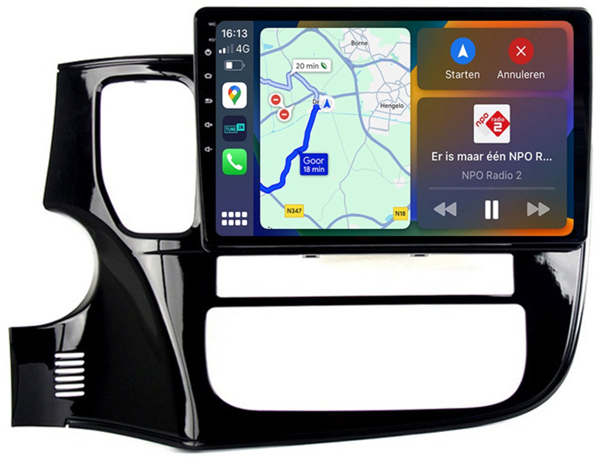 BG4U - Android navigatie radio geschikt voor Mitsubishi Outlander 2012-2018 (incl. Rockford versterker) met Apple Carplay en Android Auto