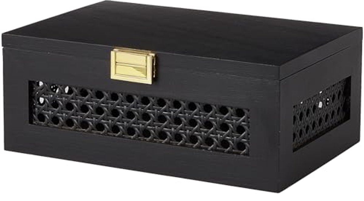 Decoratieve Rotan Opbergdozen - Massief Houten Manden met Deksel voor Sieraden en Herinneringen - Natuurlijke Boho Stijl