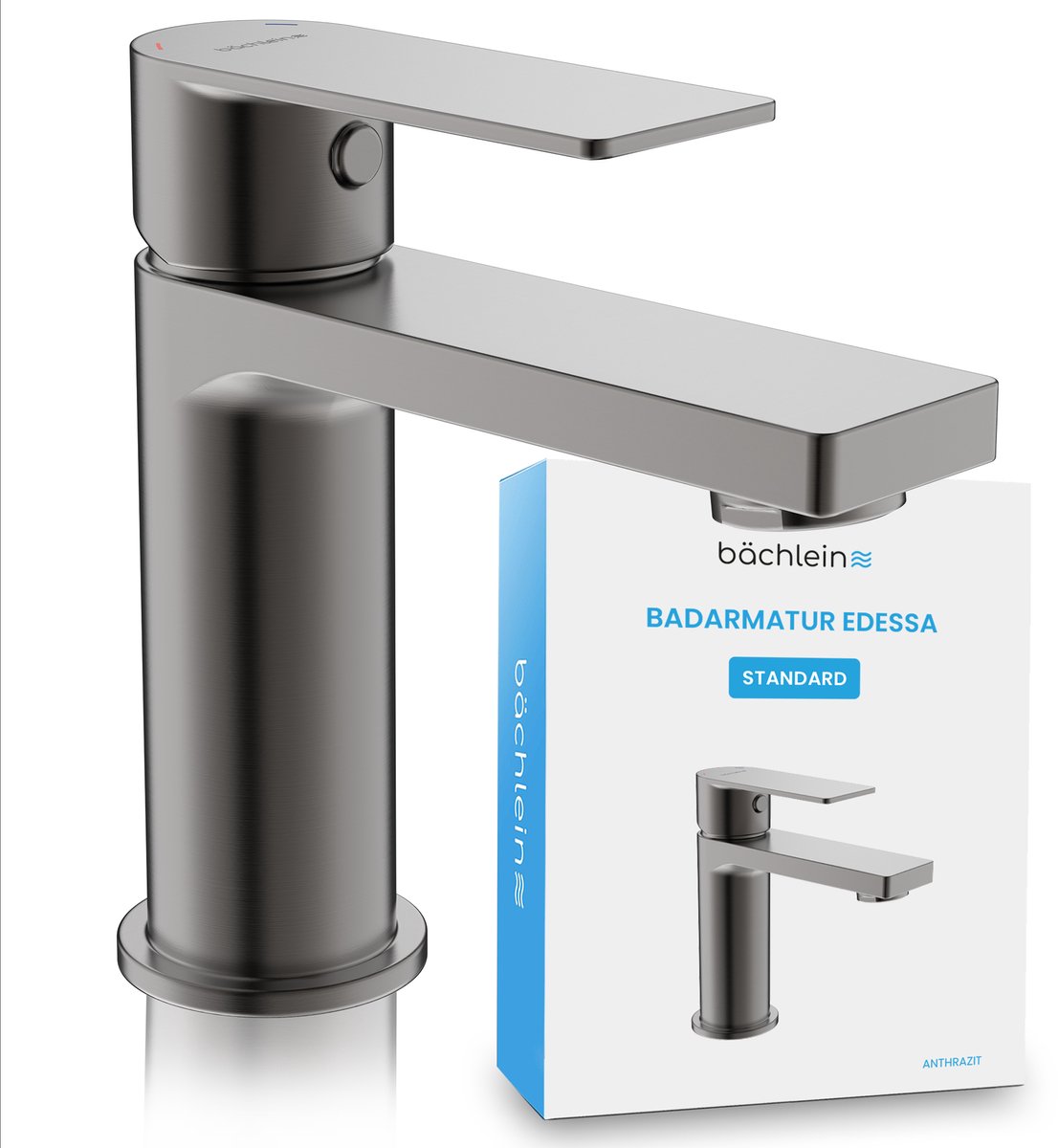 Bächlein Badarmatuur Edessa in modern design, eengreepsmengkraan met duurzame keramische cartridge en installatieset, badarmatuur in antraciet