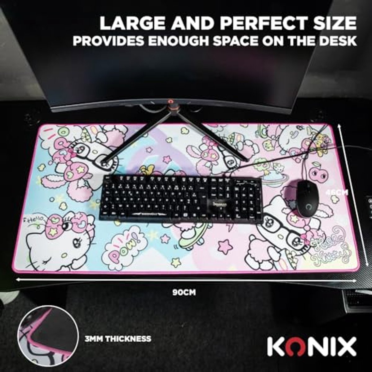 Gaming Muismat XXL - 90 x 46 cm, Microvezel, Antislip, Rubber