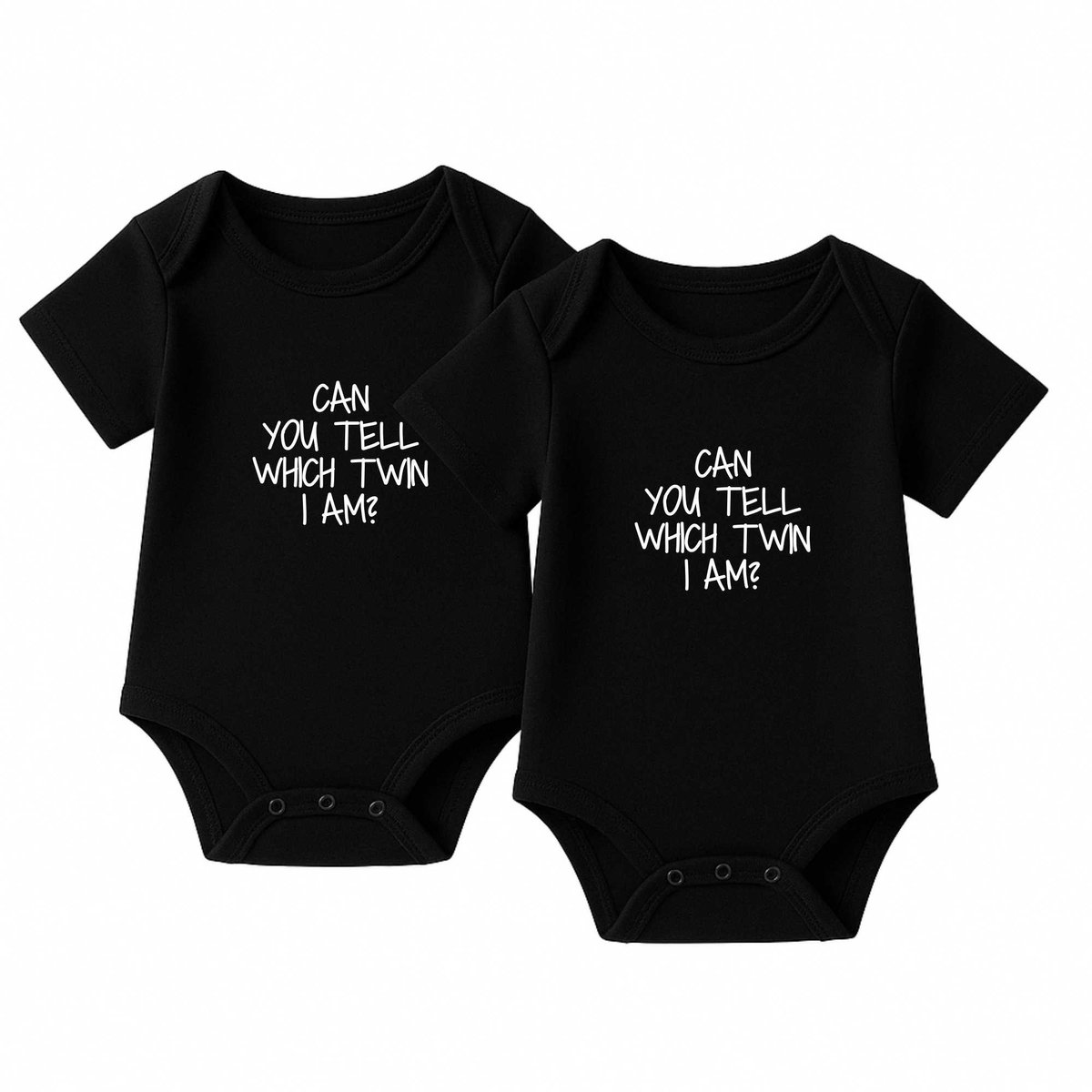 Romper Can you tell which twin i am? - zwart - korte mouw