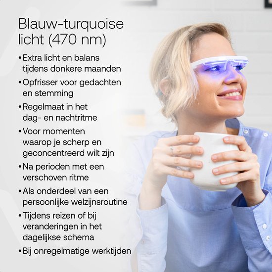 AYOlite lichttherapiebril - Inclusief bioritme-app - Vergelijkbaar met de krachtigste daglichtlampen - Veilig getest voor de ogen (IEC 62471 No Risk) - UV- en infraroodvrij - 100% bewegingsvrijheid - Stijlvolle en effectieve daglichtbril