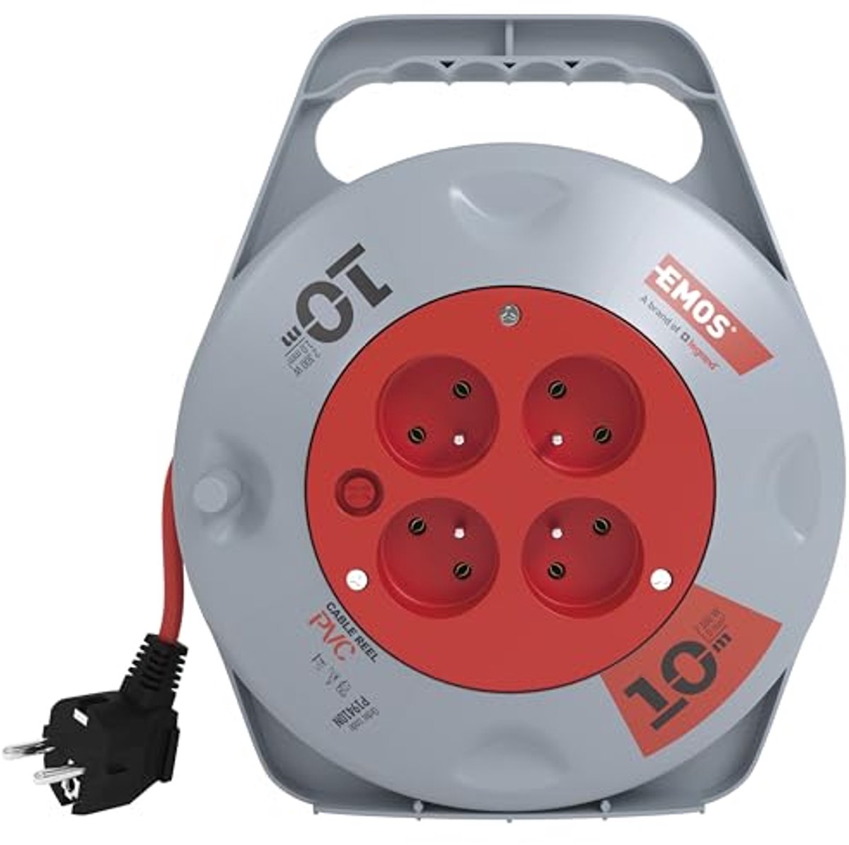 Kabelhaspel met 4x Frans stopcontact en 10 meter snoerlengte