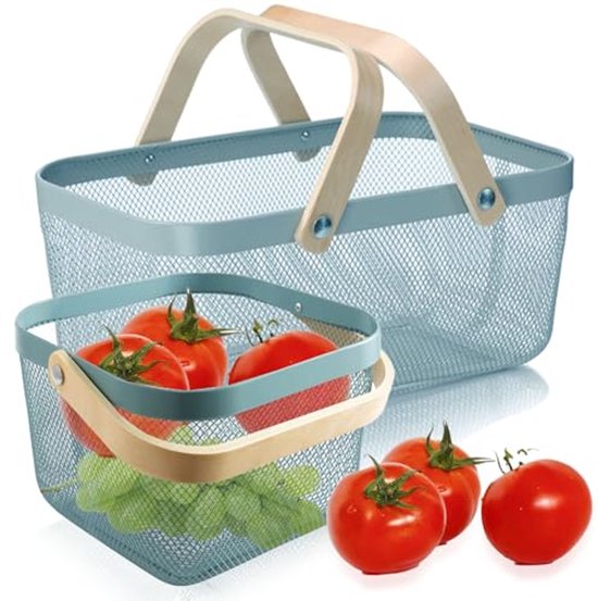 Rieten mand met handvat, natuurlijke gladde oogstmand, draagbare