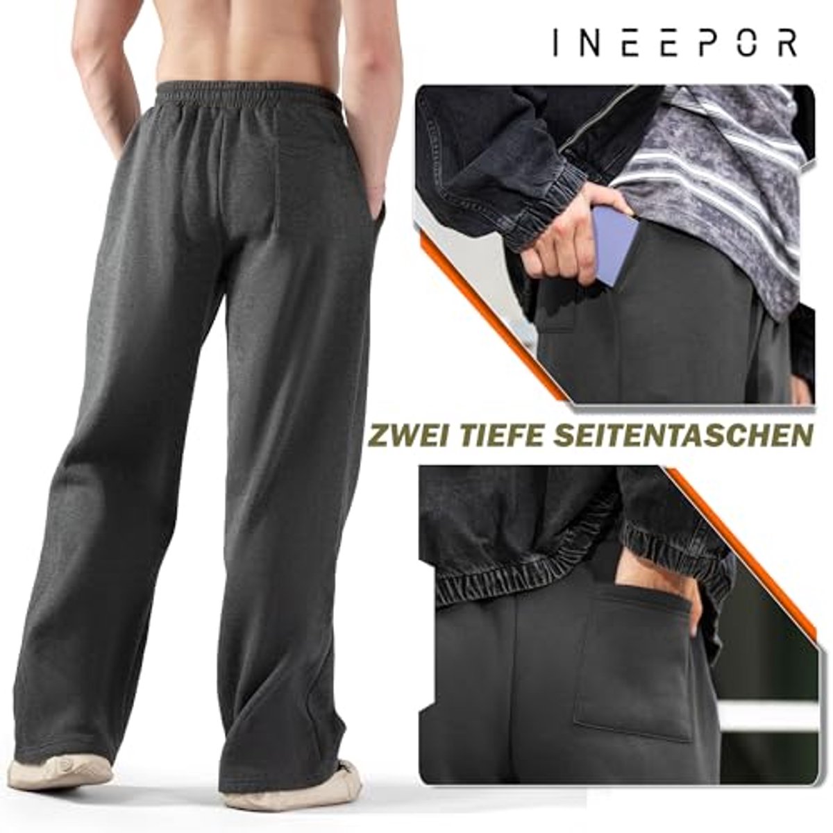 Wijde Been Baggy Joggingbroek voor Mannen Rechte Been Fleece Atletische