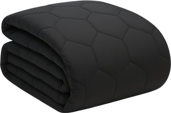 HappyBed Couette toute l'année simple 200x200 - Double - Couette lavable sans housse - Imprimée sans housse - Couette sans housse avec impression - Noir