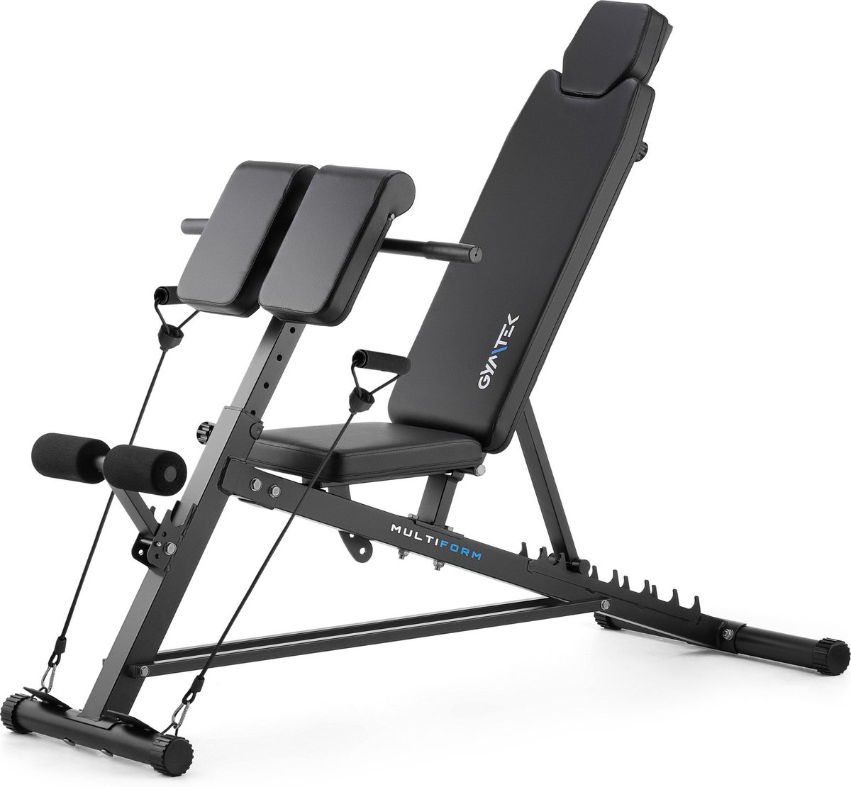 Gymtek® Halterbank met Preacher Curl en Weerstandsbanden - Fitnessbank - Trainingsbank - Fitness Bank - Workout Bench - Verstelbar - tot 200 kg