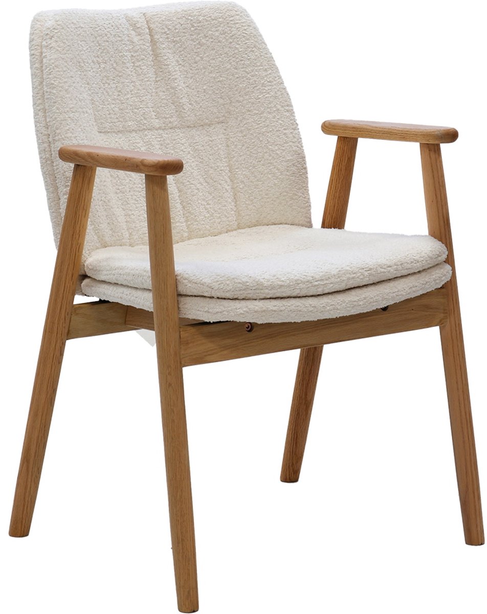 DÉJA Living Eetkamerstoel Amelie - Eikenhout/Polyester - Beige - Set van 2