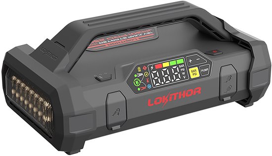 Lokithor Jumpstarter JA301 PRO - 12V - 2500A – Luchtcompressor 10 BAR – 60 Watt Powerbank - LED-zaklamp - Connect Max Technologie